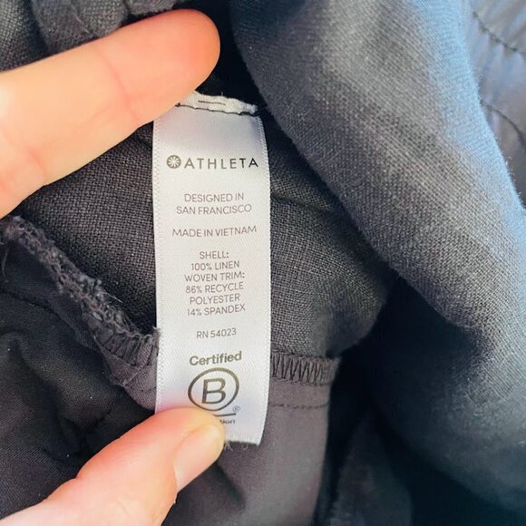 Athleta Cabo Linen Jogger Pant Trouser Petite Tuxedo Stripe Travel Outdoor Activ - Picture 8 of 9